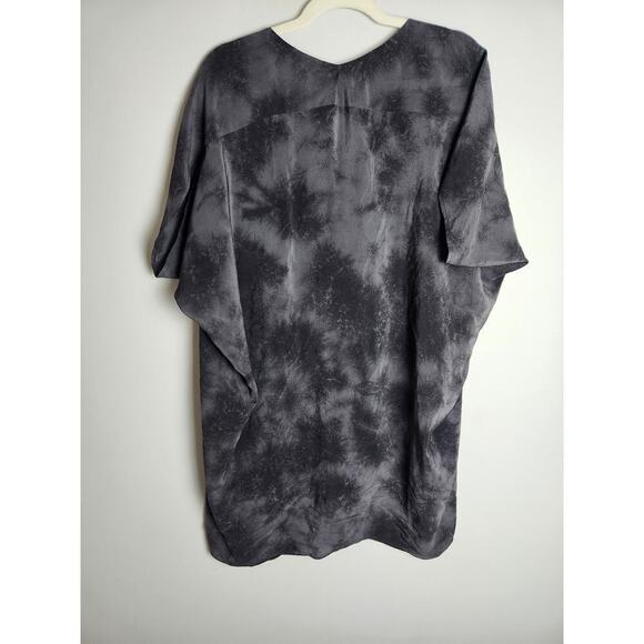 Eileen Fisher Silk Tunic black/gray Watercolor oversized sz M Lagenlook artsy - Picture 3 of 8